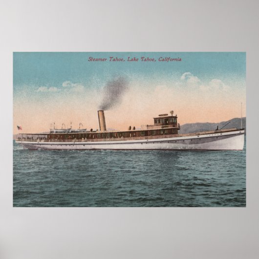 Bod Tahoe, CA - Steamer Tahoe Large Wood Ship Poster (Voorkant)