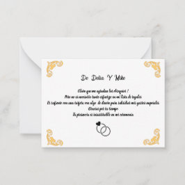 Boda con lista de regalos notitiekaartje