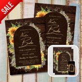 Boda de Girasoles de Madera Rústica Bilingüe Kaart