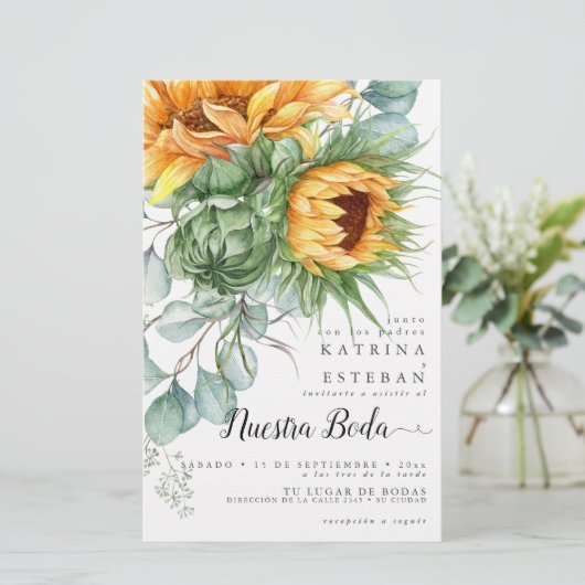 Boda de girasoles de otoño económica pero hermosa (Staand voorkant)