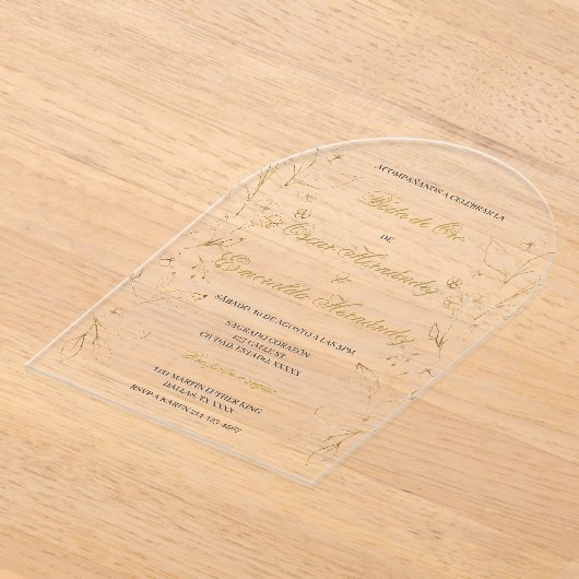 Boda de oro bewerkbaar acryl uitnodigingen (Laagn)