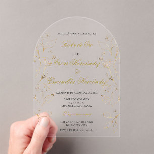 Boda de oro bewerkbaar acryl uitnodigingen