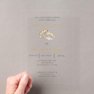 Boda de oro bewerkbaar acryl uitnodigingen
