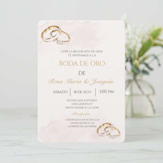 Boda de oro bewerkbaar kaart (Staand voorkant)