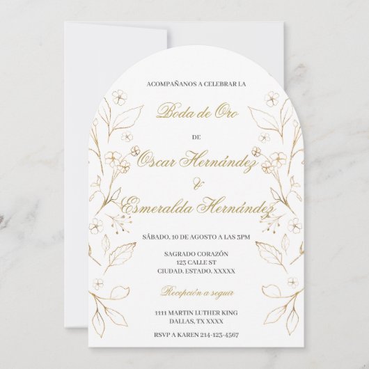 Boda de oro bewerkbaar kaart (Voorkant)