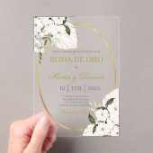 Boda de oro con boho blanco acryl uitnodigingen (Insitu (Draagbaar))