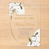 Boda de oro con boho blanco acryl uitnodigingen (Voorkant)