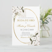 Boda de oro con boho blanco kaart (Staand voorkant)