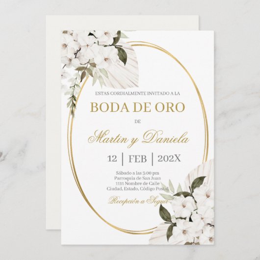 Boda de oro con boho blanco kaart (Voorkant / Achterkant)