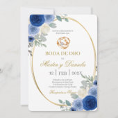 Boda de oro con flor azul kaart (Voorkant)