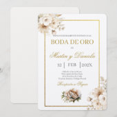 boda de oro con flor blanca kaart (Voorkant / Achterkant)