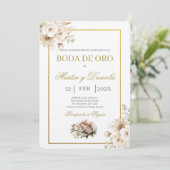 boda de oro con flor blanca kaart (Staand voorkant)