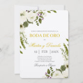 Boda de Oro con Ramo de flor blanca Kaart (Voorkant)