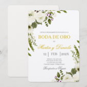 Boda de Oro con Ramo de flor blanca Kaart (Voorkant / Achterkant)