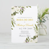 Boda de Oro con Ramo de flor blanca Kaart (Staand voorkant)