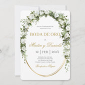Boda de oro con ramo de flores blancas kaart (Voorkant)