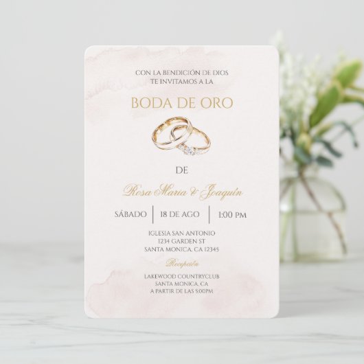 Boda de oro editable kaart (Staand voorkant)