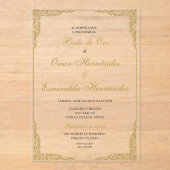 Boda de oro elegante bewerkbaar acryl uitnodigingen (Voorkant)