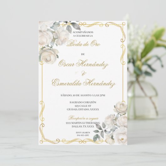 Boda de oro elegante bewerkbaar kaart (Staand voorkant)