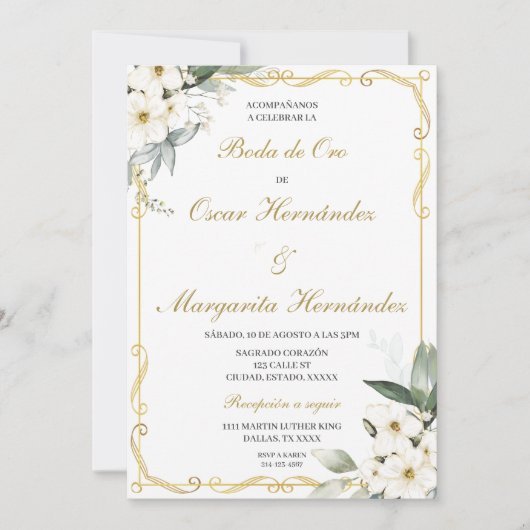 Boda de oro elegante bewerkbaar kaart (Voorkant)