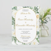 Boda de oro elegante editable kaart (Staand voorkant)