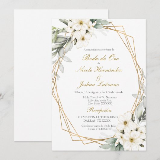 Boda de oro huwelijksuitnodiging kaart (Voorkant / Achterkant)