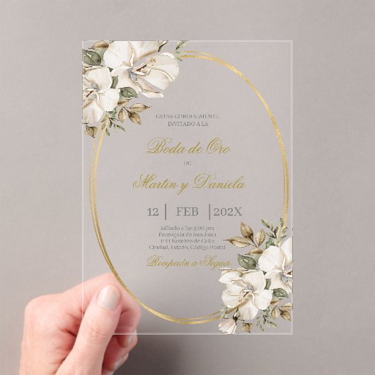 boda de oro rustica acrilico acryl uitnodigingen (Insitu (Draagbaar))