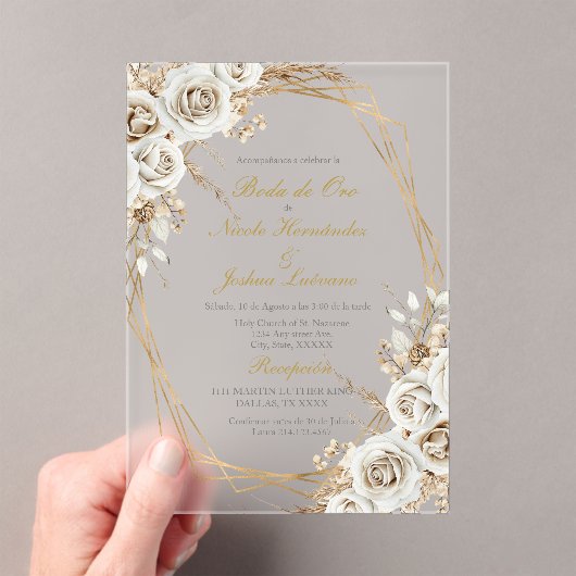 Boda de oro wedding acrylic invitation acryl uitnodigingen (Insitu (Draagbaar))