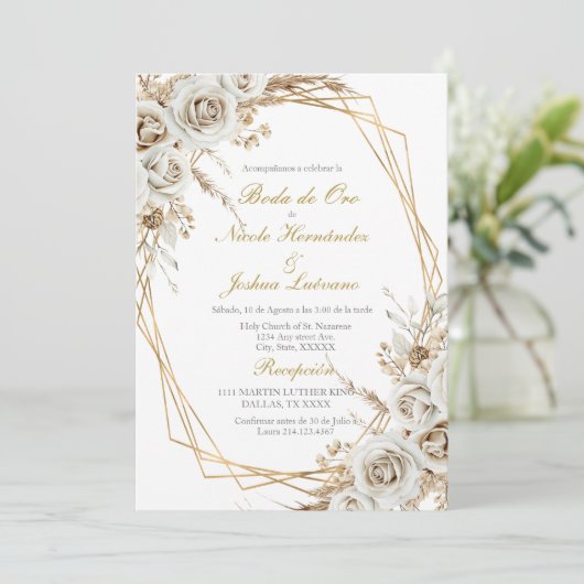 Boda de oro wedding invitation kaart (Staand voorkant)
