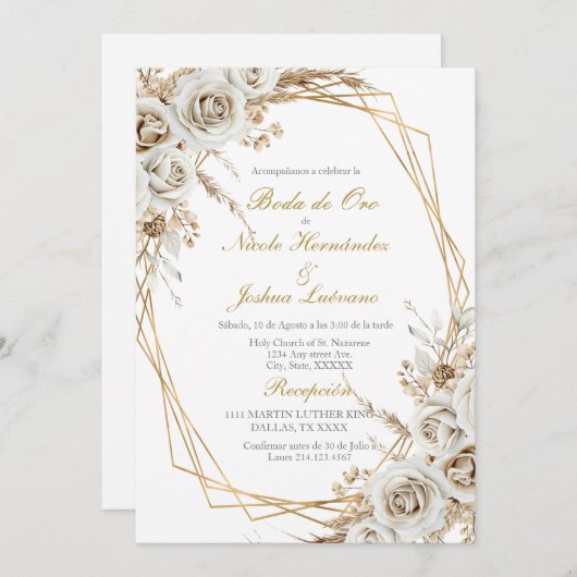 Boda de oro wedding invitation kaart (Voorkant / Achterkant)