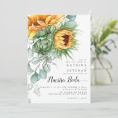 Boda española rústica de girasoles amarillos kaart (Staand voorkant)