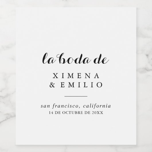 Boda Española Wijnetiketten Wijn Etiket (Enkel label)