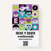 Boda Festivalera Azul Turquesa Lila Retro WedFest Badge (Achterkant)