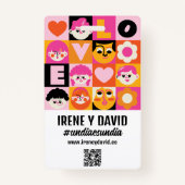 Boda Festivalera Naranja y Rosa Retro WedFest Badge (Achterkant)