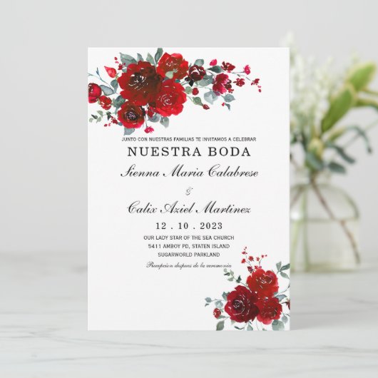 Boda Negro y Rojo Kaart (Staand voorkant)