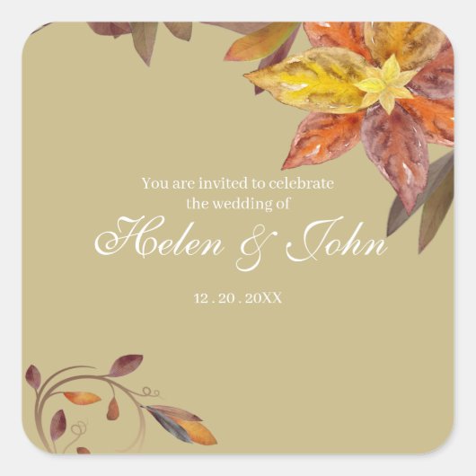 Boda Otoñal Vierkante Sticker (Voorkant)