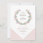 Boda romántico rosa corona de flores silvestres kaart (Voorkant)