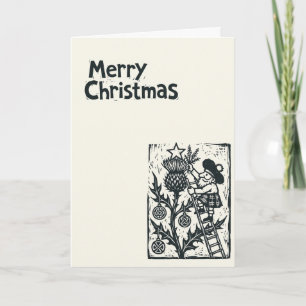 Bodach & Thistle Linocut Kerstmis Kaart