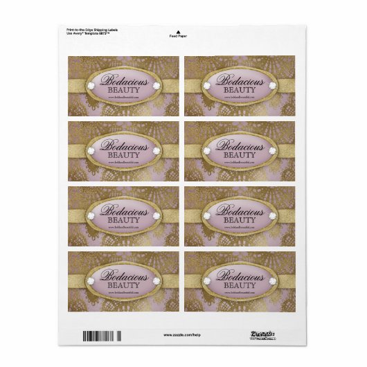 Bodacious Beauty Mauve Gouden Kant Groot Label (Full Sheet)