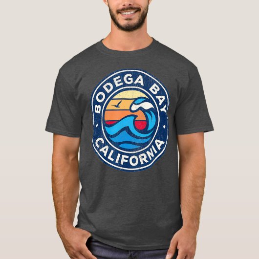Bodega Bay California Nautical Waves T-shirt (Voorkant)
