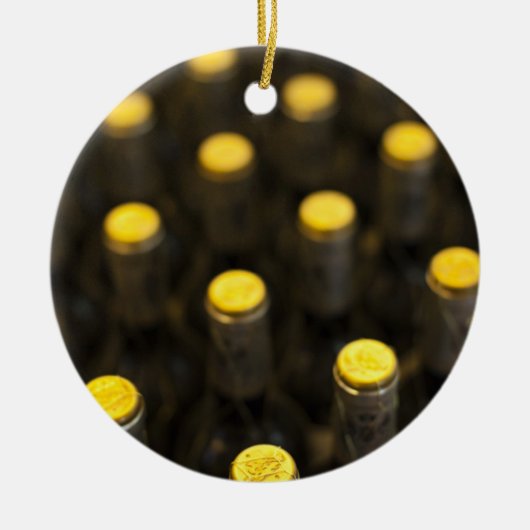 Bodega Marques de Riscal wijnmakerij, flessen wijn Keramisch Ornament (Voorkant)