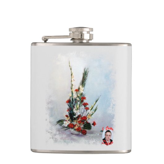 Bodegón de flores/Still life of flowers Heupfles (Voorkant)