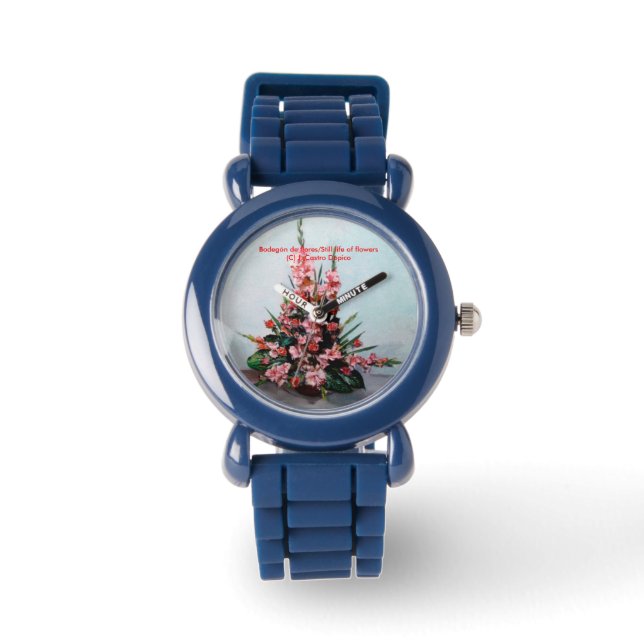 Bodegón de flores/Toch leven bloemen Horloge (Voorkant)