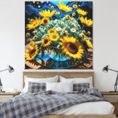 Bodegón Flores y Noche 1 - 001 Canvas Afdruk (Insitu (Slaapkamer))