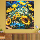 Bodegón Flores y Noche 1 - 001 Canvas Afdruk (Insitu (Woonkamer))