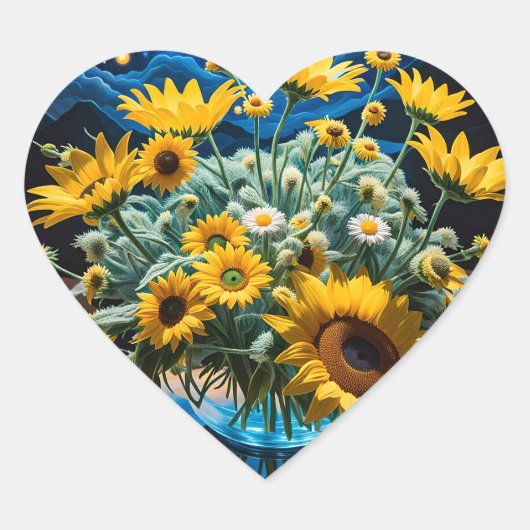 Bodegón Flores y Noche 1 - 001 Hart Sticker (Voorkant)