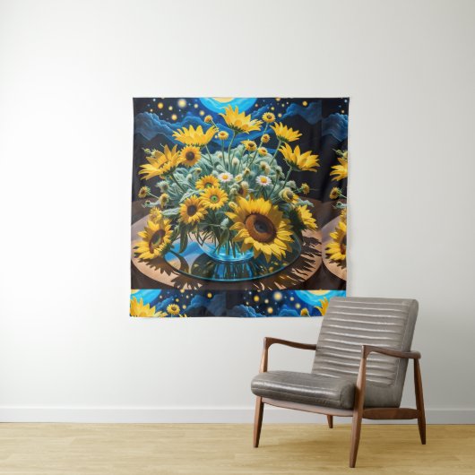 Bodegón Flores y Noche 1 - 001 Wandkleed (In situ)