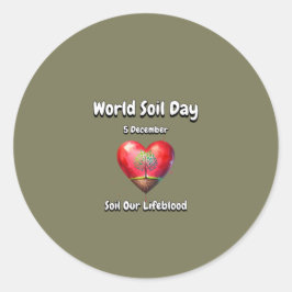 Bodem ons levensbloed. Wereldbodemdag (WSD). Ronde Sticker