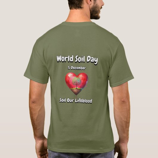 Bodem ons levensbloed. Wereldbodemdag (WSD). T-shirt (Achterkant)