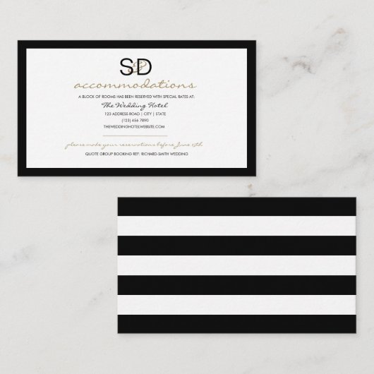Bodemaccommodaties voor zwarte en witte bruiloft informatiekaartje (Voorkant / Achterkant)